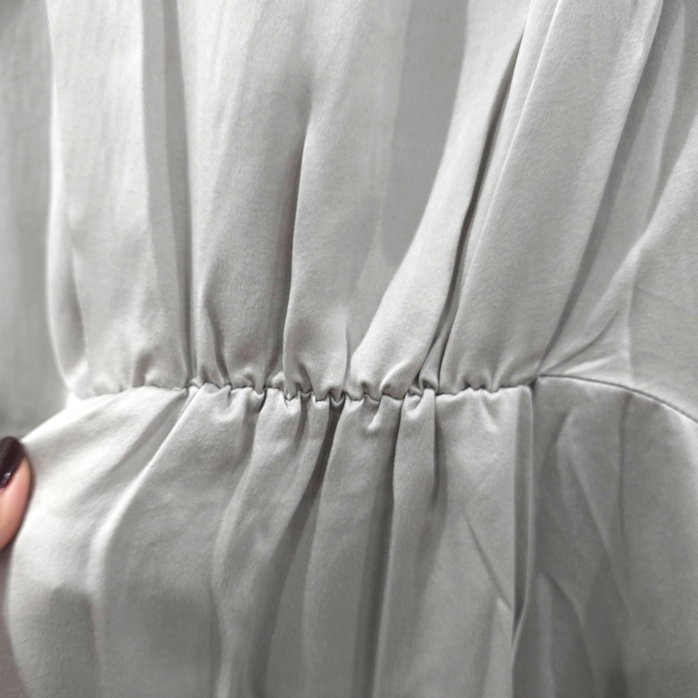 CLU Mixed Media Gray Silver Sleeveless Lambswool Knit Top with 100% Silk Details - Picture 12 of 14